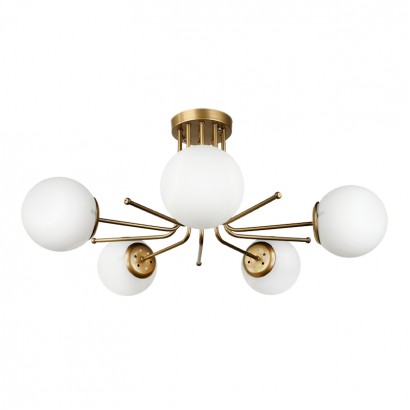 Φωτιστικό οροφής Maxidex Megapap Ε27 μεταλλικό - γυάλινο πεντάφωτο χρώμα χρυσό Ø80x50εκ. Φωτιστικό οροφής Maxidex Megapap Ε27 μεταλλικό - γυάλινο πεντάφωτο χρώμα χρυσό Ø80x50εκ.