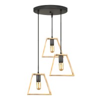 Φωτιστικό οροφής Tekli Megapap E27 ξύλινο τρίφωτο χρώμα φυσικό 40x30x90εκ.