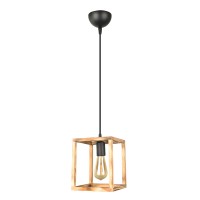 Φωτιστικό οροφής Kubo Megapap E27 ξύλινο μονόφωτο χρώμα φυσικό 18x18x65εκ.