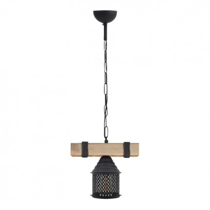 Φωτιστικό οροφής Elora Megapap E27 ξύλινο - μεταλλικό μονόφωτο χρώμα φυσικό - μαύρο 25x13x75εκ.