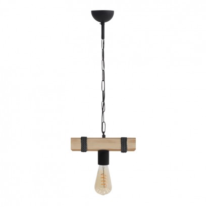 Φωτιστικό οροφής Vero Megapap E27 ξύλινο μονόφωτο χρώμα φυσικό - μαύρο 25x8x65εκ.