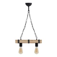 Φωτιστικό οροφής Vero Megapap E27 ξύλινο δίφωτο χρώμα φυσικό - μαύρο 40x8x65εκ.