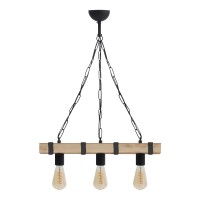 Φωτιστικό οροφής Vero Megapap E27 ξύλινο τρίφωτο χρώμα φυσικό - μαύρο 50x8x65εκ.