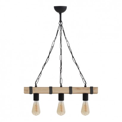 Φωτιστικό οροφής Vero Megapap E27 ξύλινο τρίφωτο χρώμα φυσικό - μαύρο 50x8x65εκ.