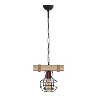 Φωτιστικό οροφής Lumenia Megapap E27 ξύλινο - μεταλλικό μονόφωτο χρώμα φυσικό - μαύρο 25x14x80εκ.