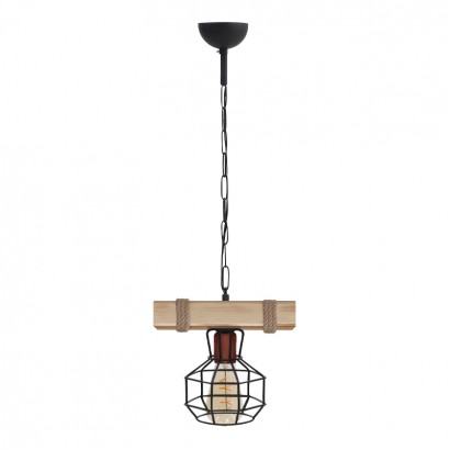 Φωτιστικό οροφής Lumenia Megapap E27 ξύλινο - μεταλλικό μονόφωτο χρώμα φυσικό - μαύρο 25x14x80εκ.