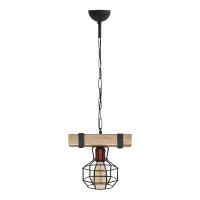 Φωτιστικό οροφής Lumenia Megapap E27 ξύλινο - μεταλλικό μονόφωτο χρώμα φυσικό - μαύρο 25x14x80εκ.