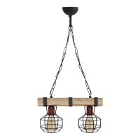 Φωτιστικό οροφής Lumenia Megapap E27 ξύλινο - μεταλλικό δίφωτο χρώμα φυσικό - μαύρο 40x14x80εκ.