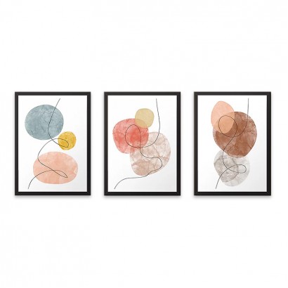 Πίνακας "Circles" Megapap 3 τμχ. σε πλαίσιο 35x45x2εκ.
