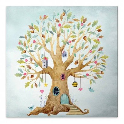 Πίνακας σε καμβά "Magic Treehouse" Megapap ψηφιακής εκτύπωσης 40x40x3εκ.