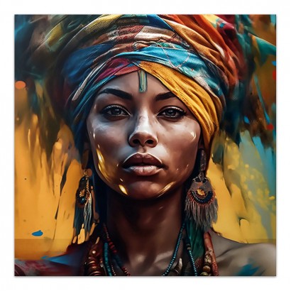 Πίνακας σε καμβά "Powerful Woman" Megapap ψηφιακής εκτύπωσης 60x60x3εκ.