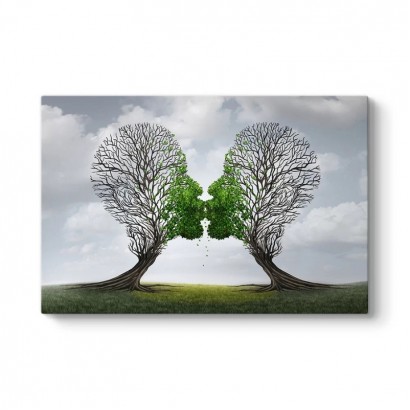 Πίνακας σε καμβά "Trees Growing With Love" Megapap ψηφιακής εκτύπωσης 100x70x3εκ.