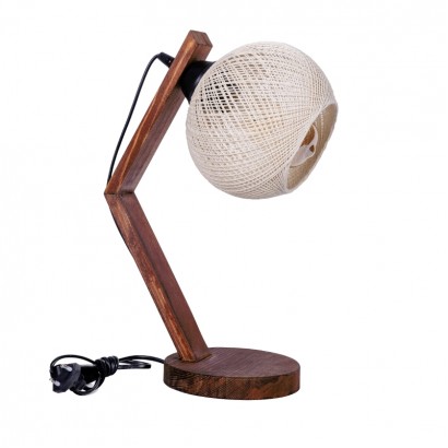 Φωτιστικό επιτραπέζιο Rope Megapap E27 ξύλινο - σχοινί χρώμα μπεζ - καρυδί Ø17x40εκ.
