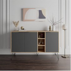 Μπουφές Clara Megapap χρώμα sapphire oak - ανθρακί 142x35,6x83εκ.