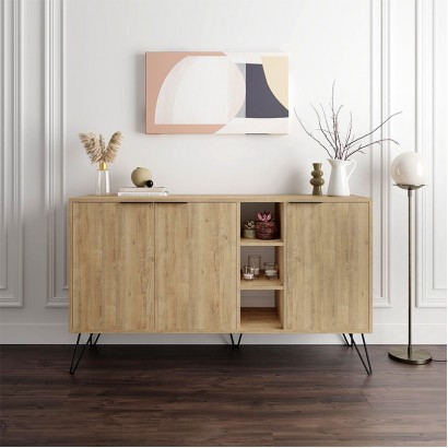 Μπουφές Clara Megapap χρώμα sapphire oak 142x35,6x83εκ.