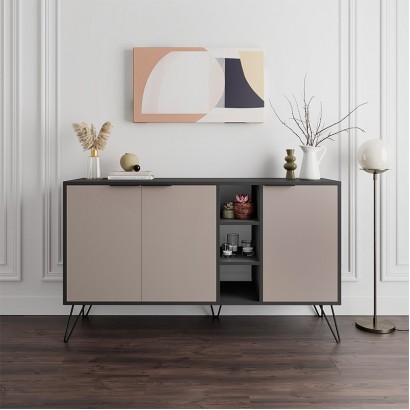 Μπουφές Clara Megapap χρώμα ανθρακί - ανοιχτή μόκα 142x35,6x83εκ. Μπουφές Clara Megapap χρώμα ανθρακί - ανοιχτή μόκα 142x35,6x83εκ.
