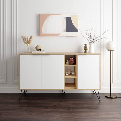 Μπουφές Clara Megapap χρώμα sapphire oak - λευκό 142x35,6x83εκ. Μπουφές Clara Megapap χρώμα sapphire oak - λευκό 142x35,6x83εκ.