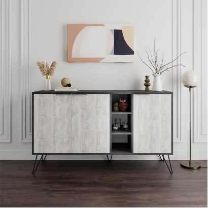 Μπουφές Clara Megapap χρώμα γκρι ρετρό - λευκό αντικέ 142x35,6x83εκ. Μπουφές Clara Megapap χρώμα γκρι ρετρό - λευκό αντικέ 142x35,6x83εκ.