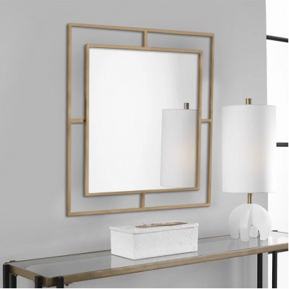 Καθρέπτης τοίχου Corner Megapap αλουμινίου χρώμα χρυσό 58,6x2x58,6εκ.