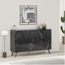 Μπουφές Dune Megapap χρώμα μαύρο εφέ μαρμάρου 123x35x77,4εκ.