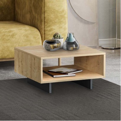 Τραπεζάκι σαλονιού Hola Megapap χρώμα sapphire oak - ανθρακί 60x60x32εκ.