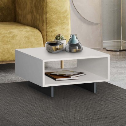 Τραπεζάκι σαλονιού Hola Megapap χρώμα λευκό - ανθρακί 60x60x32εκ.