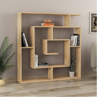 Βιβλιοθήκη Labirent Megapap χρώμα sapphire oak 125x22x129εκ.