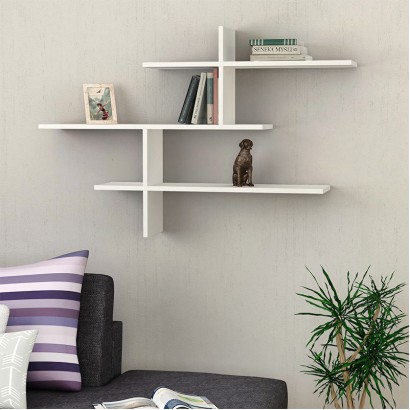 Ραφιέρα τοίχου Leo Megapap χρώμα λευκό 123x22x80εκ.