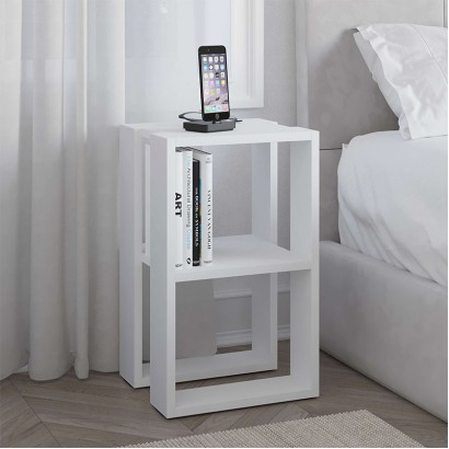 Κομοδίνο - Τραπεζάκι βοηθητικό Lonie Megapap χρώμα λευκό 34x30x55εκ.