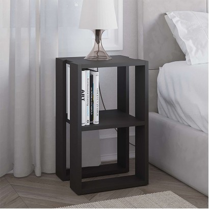 Κομοδίνο - Τραπεζάκι βοηθητικό Lonie Megapap χρώμα ανθρακί 34x30x55εκ.