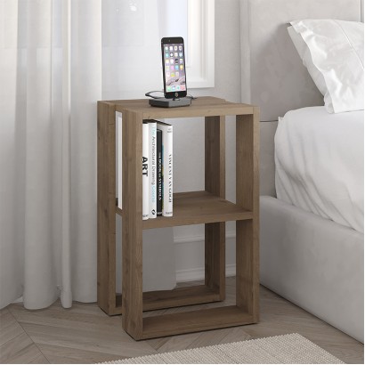 Κομοδίνο - Τραπεζάκι βοηθητικό Lonie Megapap χρώμα ανοιχτό καρυδί 34x30x55εκ.