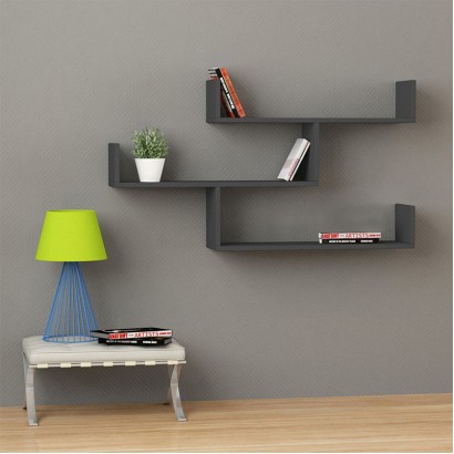 Ραφιέρα τοίχου Tibet Megapap χρώμα ανθρακί 119x22x66εκ.