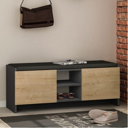 Παπουτσοθήκη Zulla Megapap χρώμα ανθρακί - sapphire oak 110x37x43εκ. Παπουτσοθήκη Zulla Megapap χρώμα ανθρακί - sapphire oak 110x37x43εκ.