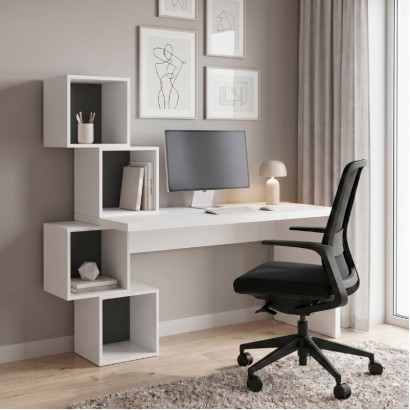 Γραφείο εργασίας Balance Megapap χρώμα λευκό 153,5x60x140εκ Γραφείο εργασίας Balance Megapap χρώμα λευκό 153,5x60x140εκ
