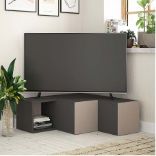 Έπιπλο τηλεόρασης γωνιακό Compact Megapap χρώμα ανθρακί - ανοιχτή μόκα 94,2x90,6x31,4εκ.