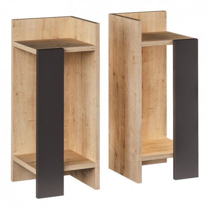 Κομοδίνο Elos Megapap σετ 2 τεμαχίων χρώμα sapphire oak - ανθρακί 25x27x60εκ.