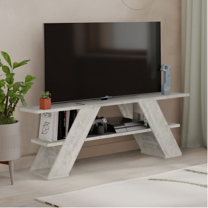 Έπιπλο τηλεόρασης Farfalla Megapap χρώμα λευκό αντικέ 120x33,5x40εκ.