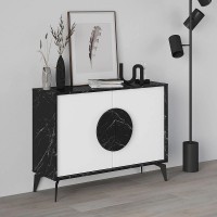 Μπουφές Gora Megapap χρώμα μαύρο εφέ μαρμάρου - λευκό 110x35,6x82εκ.