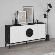 Μπουφές Gora Megapap χρώμα μαύρο εφέ μαρμάρου - λευκό 180x35,6x82εκ.