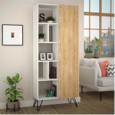 Βιβλιοθήκη Jedda Megapap χρώμα λευκό - sapphire oak 80,6x29,6x191εκ. Βιβλιοθήκη Jedda Megapap χρώμα λευκό - sapphire oak 80,6x29,6x191εκ.
