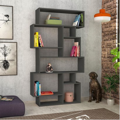 Βιβλιοθήκη Karmato Megapap χρώμα ανθρακί 96x25,5x168,5εκ. Βιβλιοθήκη Karmato Megapap χρώμα ανθρακί 96x25,5x168,5εκ.