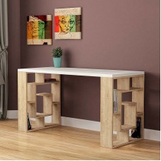 Γραφείο εργασίας Labirent Megapap χρώμα sapphire oak - λευκό 140x60x75εκ Γραφείο εργασίας Labirent Megapap χρώμα sapphire oak - λευκό 140x60x75εκ