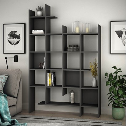 Βιβλιοθήκη Manco Megapap χρώμα ανθρακί 122x25,5x188εκ. Βιβλιοθήκη Manco Megapap χρώμα ανθρακί 122x25,5x188εκ.