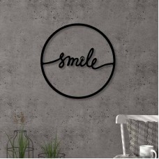 Διακοσμητικό τοίχου Smile Megapap μεταλλικό χρώμα μαύρο 45x2x45εκ.
