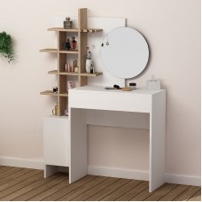 Τουαλέτα με καθρέπτη Mup Megapap χρώμα λευκό - sapphire oak 105x35x151εκ. Τουαλέτα με καθρέπτη Mup Megapap χρώμα λευκό - sapphire oak 105x35x151εκ.