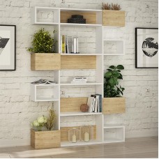 Βιβλιοθήκη Niho Megapap χρώμα λευκό - sapphire oak 120x25,3x171εκ. Βιβλιοθήκη Niho Megapap χρώμα λευκό - sapphire oak 120x25,3x171εκ.