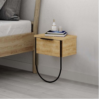 Κομοδίνο επιτοίχιο Norfolk Megapap χρώμα sapphire oak 33x25x44εκ.