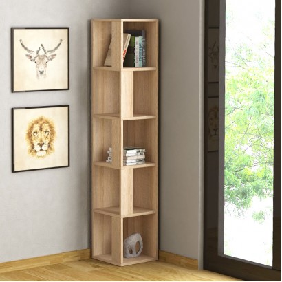 Βιβλιοθήκη γωνιακή Piano Megapap χρώμα sapphire oak 31,4x31,4x158,9εκ. Βιβλιοθήκη γωνιακή Piano Megapap χρώμα sapphire oak 31,4x31,4x158,9εκ.