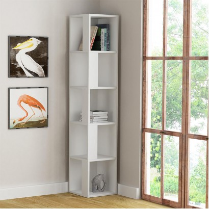 Βιβλιοθήκη γωνιακή Piano Megapap χρώμα λευκό 31,4x31,4x158,9εκ. Βιβλιοθήκη γωνιακή Piano Megapap χρώμα λευκό 31,4x31,4x158,9εκ.