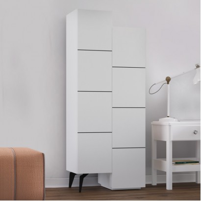 Ντουλάπι κουζίνας/μπάνιου - Παπουτσοθήκη Stair Megapap χρώμα λευκό 62,2x37,4x156εκ.